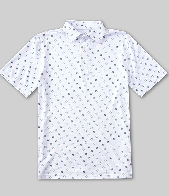Southern Tide Driver Life Rings Print Performance Stretch Short-Sleeve Polo Shirt