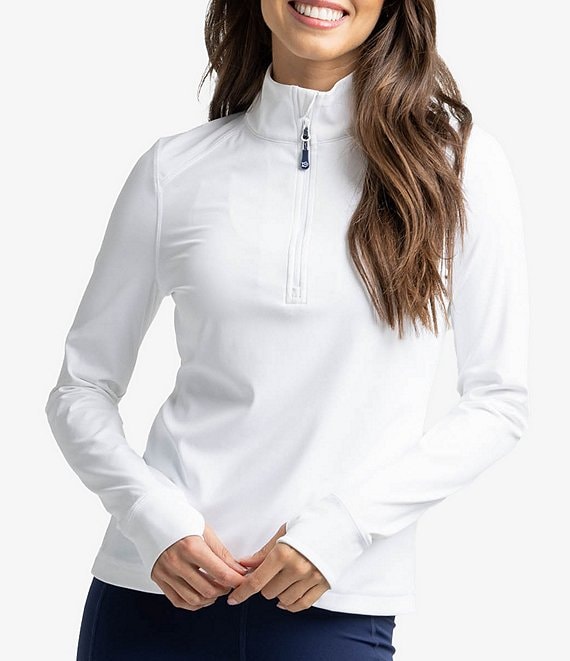 Brushed Quarter-Zip Long Sleeve with Thumb Holes