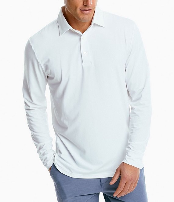 Color:Classic White - Image 1 - Ryder Performance Stretch Long-Sleeve Polo Shirt
