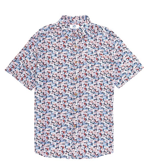 Southern Tide Welcome Aboard Print Short-Sleeve Woven Shirt | Dillard's