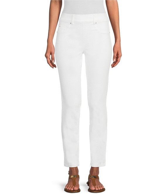 Color:White - Image 1 - Ankle Straight Leg High Rise Jeans