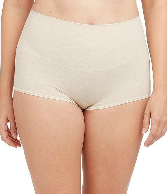 Color:Heather Oatmeal - Image 1 - Cotton Control Boy Short Panty