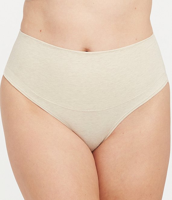 Color:Heather Oatmeal - Image 1 - Cotton Control Thong Panty