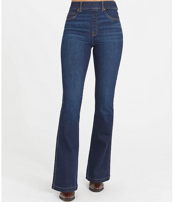 Spanx High-Rise Flared Stretch-Denim Jeans