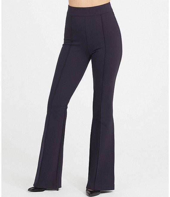 Color:Classic Navy - Image 1 - High Rise Flare Leg Ponte Pants