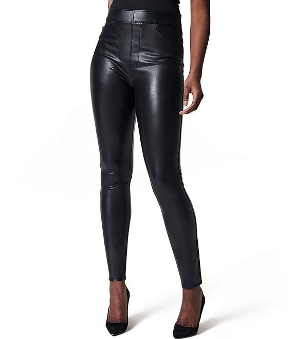 Assets by Spankx Faux Leather Leggings Pants Womens Size M Black