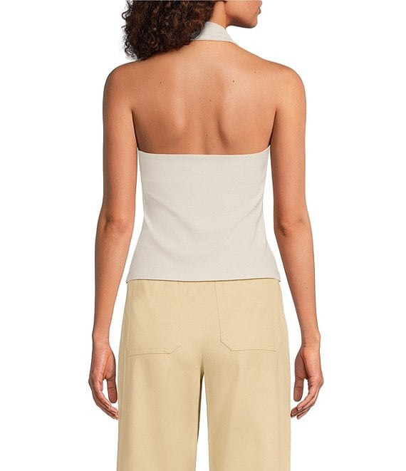 spanx for halter dress Women's Ribbed Knit Tank Top - White black formal dress long