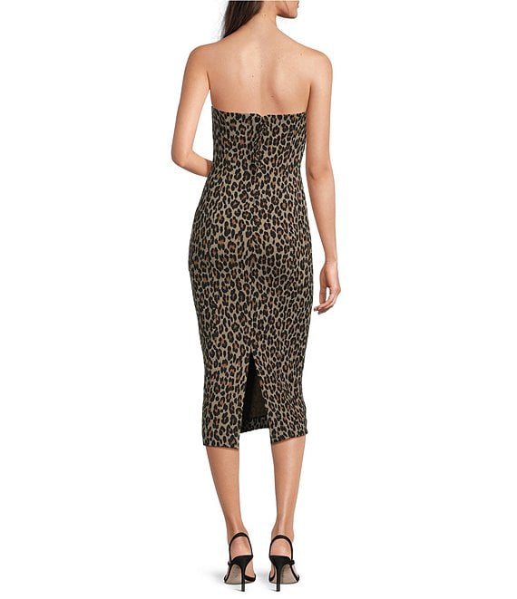 Spanx Strapless Leopard Ponte Midi Dress | Dillard's Spanx Strapless Leopard Ponte Midi Dress | Dillard's