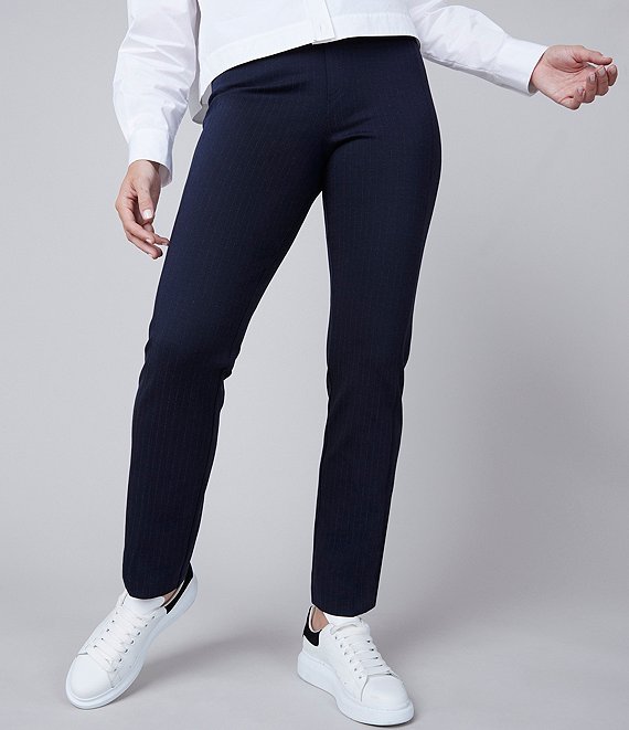 Color:Navy/Grey Pinstripe - Image 1 - The Perfect Slim Straight Pants