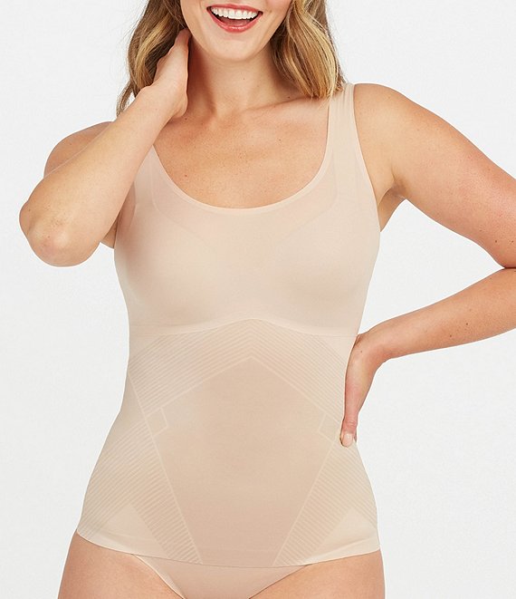 Color:Champagne Beige - Image 1 - Thinstincts 2.0 Lightweight Flat Neck Tummy Shaping Tank