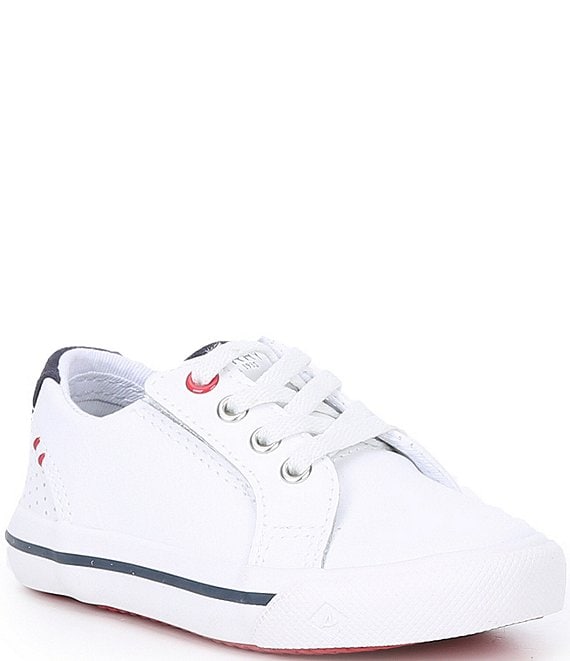 Color:White - Image 1 - Kids' Striper II Junior Leather Sneakers (Toddler)