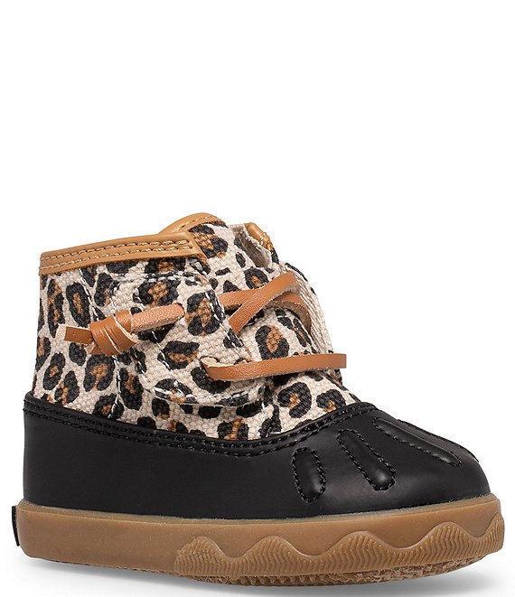 Color:Leopard - Image 1 - Girls' Icestorm Leopard Print Cold Weather Crib Shoes (Infant)