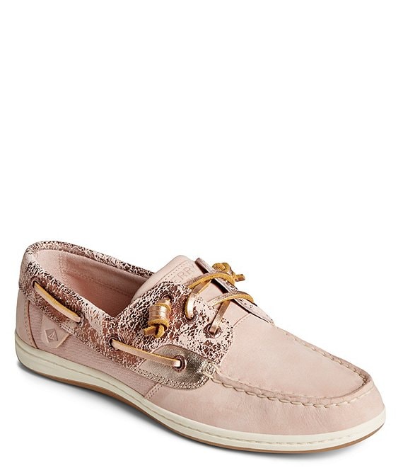 Color:Rose - Image 1 - Women's Songfish 3-Eye Painted Suede Boat Shoes