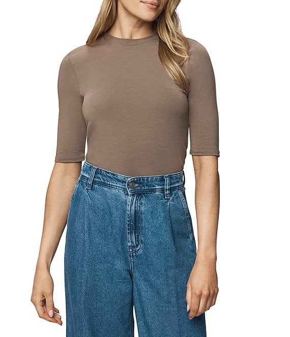 Splendid Bamboo Knit Crew Neck Quarter Sleeve Tee Shirt