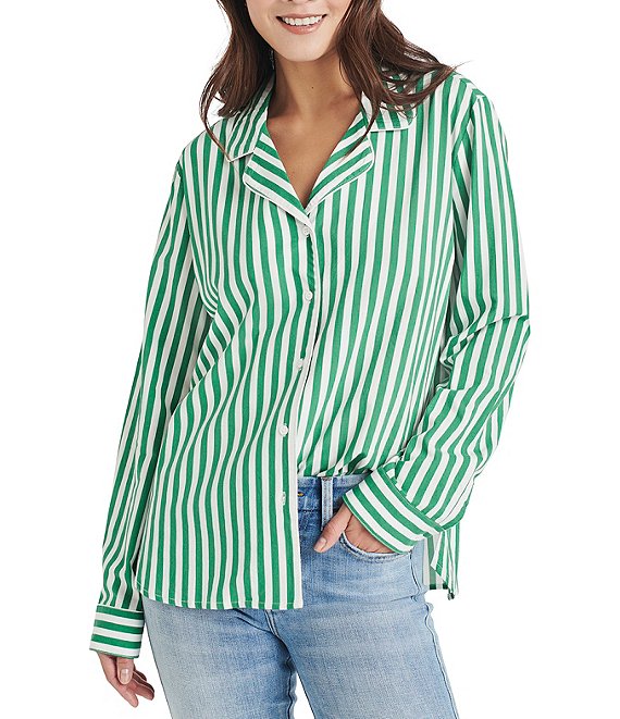 Splendid x Cella Jane Blog Striped Long Sleeve Coordinating Button Down Shirt