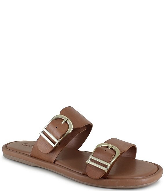 Splendid Farrin Leather Flat Buckle Strap Slides | Dillard's