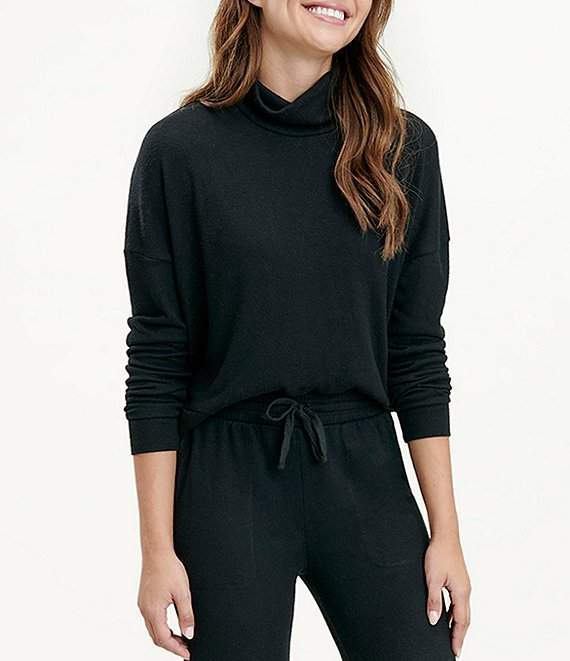 Color:Black - Image 1 - Knit Lena Funnel Neck Long Sleeve Coordinating Pullover