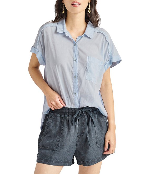 Color:Chicory - Image 1 - Paige Point Collar Short Sleeve Shirt