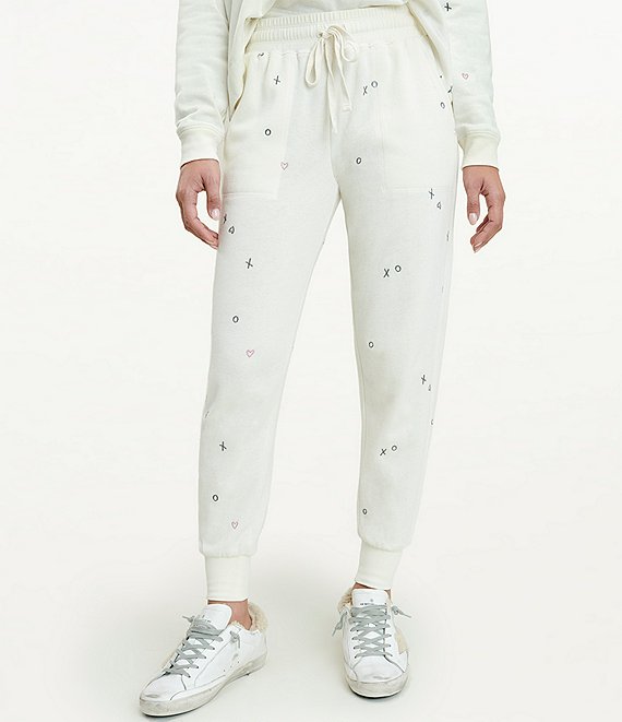 Color:Ivory - Image 1 - Snowland Coordinating Heart Embroidered Joggers
