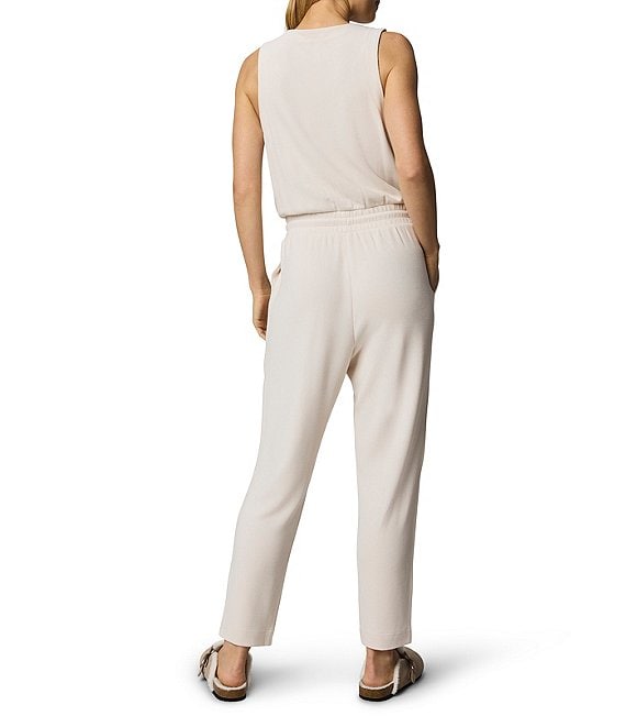 Splendid V-Neck Sleeveless Stretch Chambray Waffle Scuba Jumpsuit