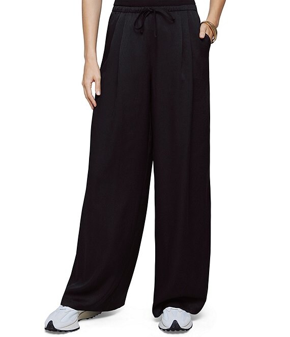Splendid Valerie Pleated Satin Drawstring Pants