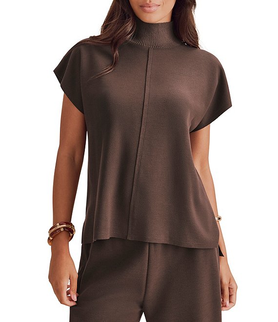Splendid Winslow Coordinating Knit Mock Neck Cap Sleeve Top