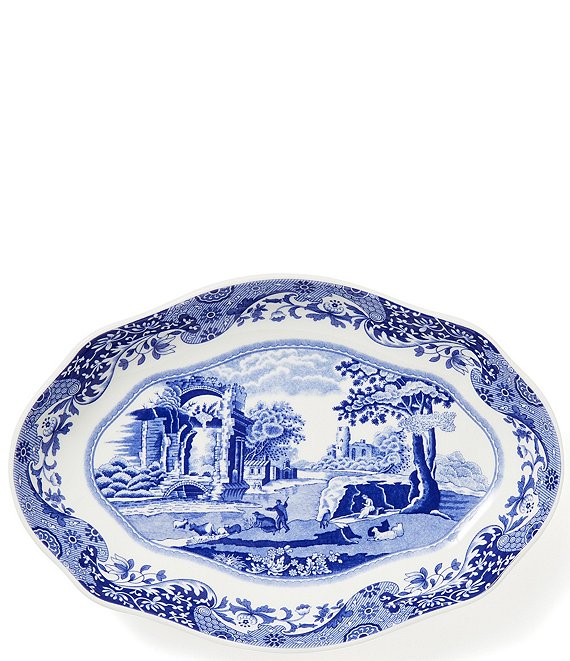 Spode Blue Italian Collection Oval Fluted Dish