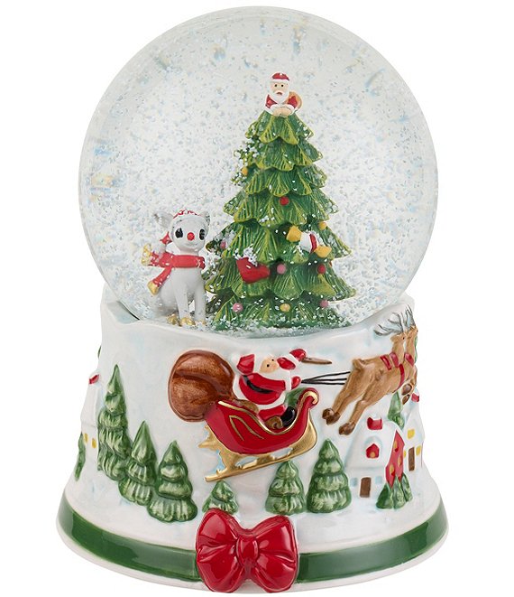 Spode Christmas Tree Musical Rudolph the Red-Nosed Reindeer Snow Globe