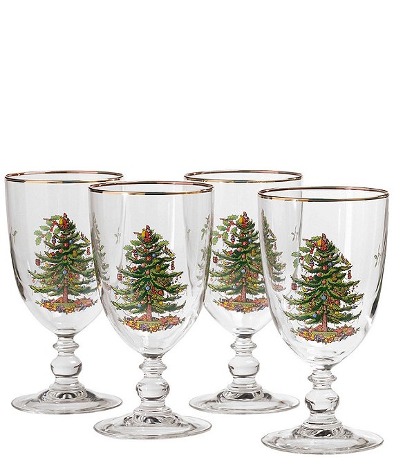 Christmas Tree Champagne Flutes Set of 4