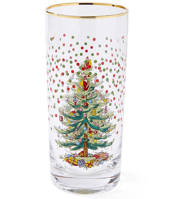 Spode Christmas Tree Polka Dot High Ball Glasses, Set of 4