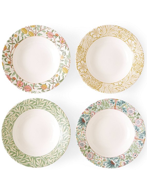 Spode Morris & Co. Collection Assorted Border Pattern Bistro Pasta Bowls, Set of 4