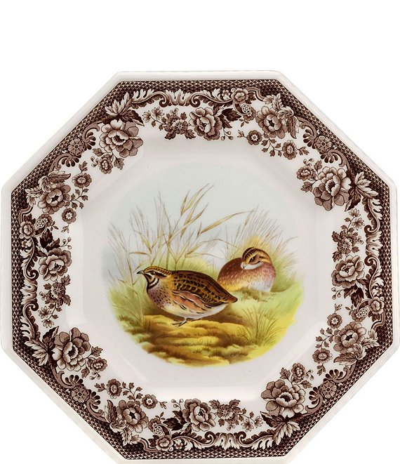 Color:Brown - Image 1 - Woodland Quail Octagonal Plate
