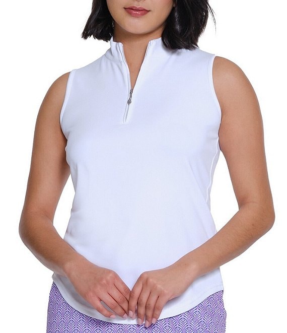Sport Haley Mock Collar Quarter Zip Sleevesless Polo Shirt