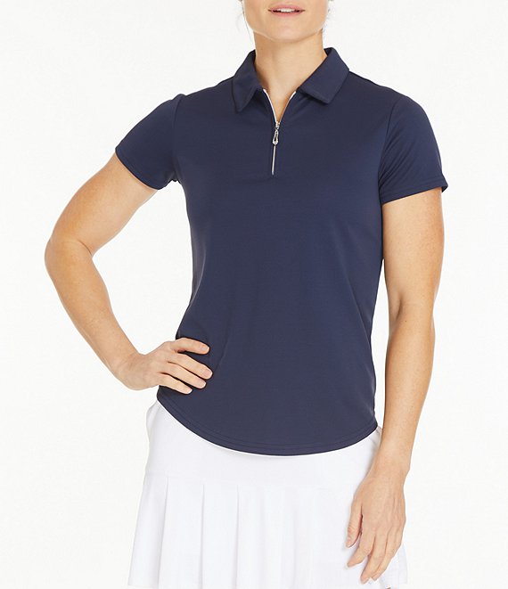 Sport Haley Short Sleeve Quarter Zip Collared Polo Dillards 