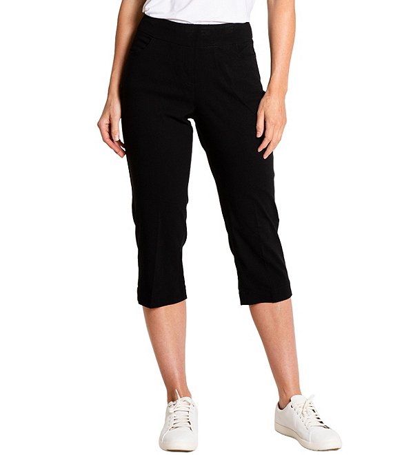Sport Haley Simulation Solid 5-Pocket Pull-On Capri Pants