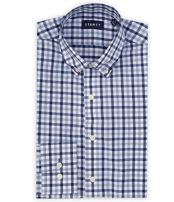 STANTT Performance Stretch Classic Fit Button Down Collar Gingham Print ...