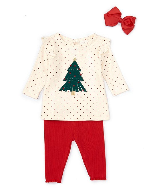 Starting Out Baby Girls Newborn-24 Months Christmas Tree Long Sleeve Top &  Ruffle Hem Leggings Set | Dillard's