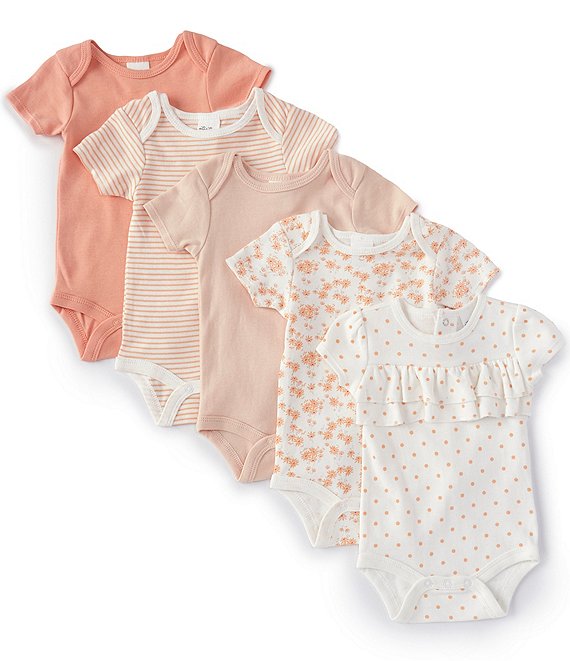 Starting Out Baby Girls Newborn-6 Months Solid/Printed 5-Pack Bodysuits ...