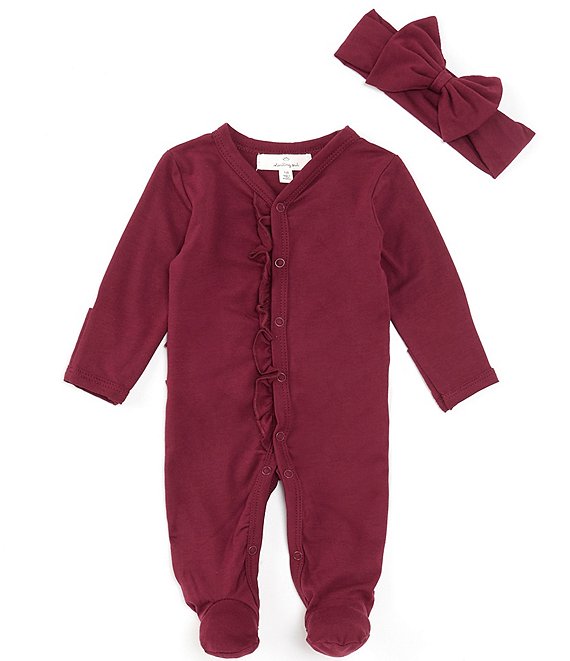 Starting Out Baby Girls Newborn-9 Months Long Sleeve Ruffle Button Up Fall  Animal Footed Coverall