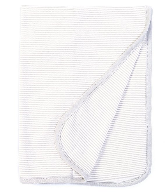Color:Gray - Image 1 - Stripe Knit Baby Blanket