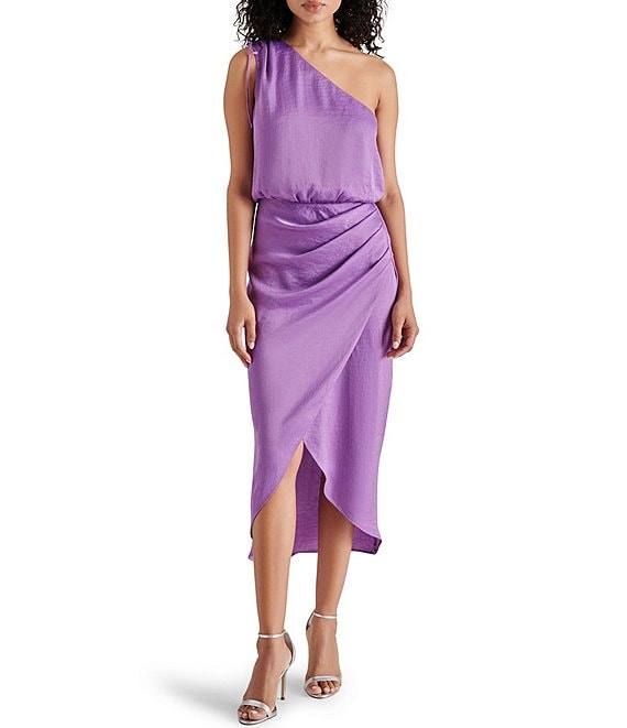Steve Madden Adele Asymmetric One Shoulder Midi Dress | Dillard's