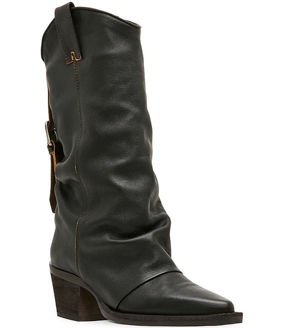 Steve Madden Aldora Distressed Leather Cuffed Backstrap Western
