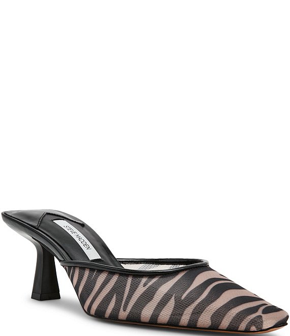 Steve Madden Alyse Zebra Mesh Pointed Toe Mules