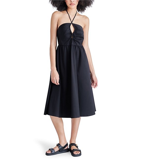 Black Halter Neck Dress with Pockets