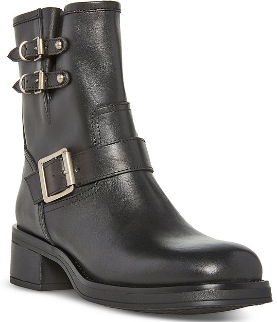 Steve Madden Archie Leather Buckled Moto Booties | Dillard's