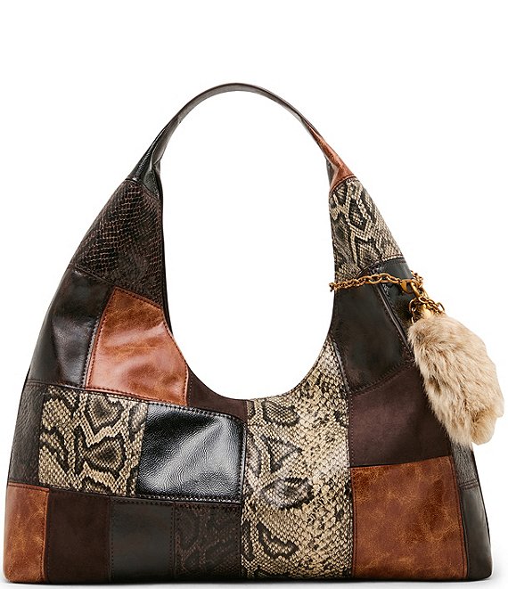 Steve Madden Auraa Snake Print Patchwork Shoulder Bag