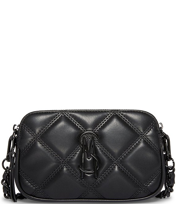 Steve Madden Solid Tonal Quilted Chain Crossbody Bag, Black - Image 1