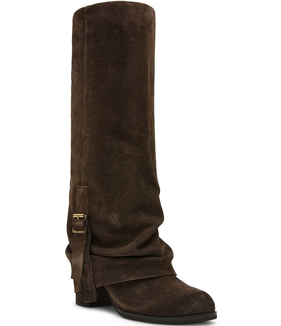 Steve Madden Bozeman Suede Cuffed Buckle Tall Boots