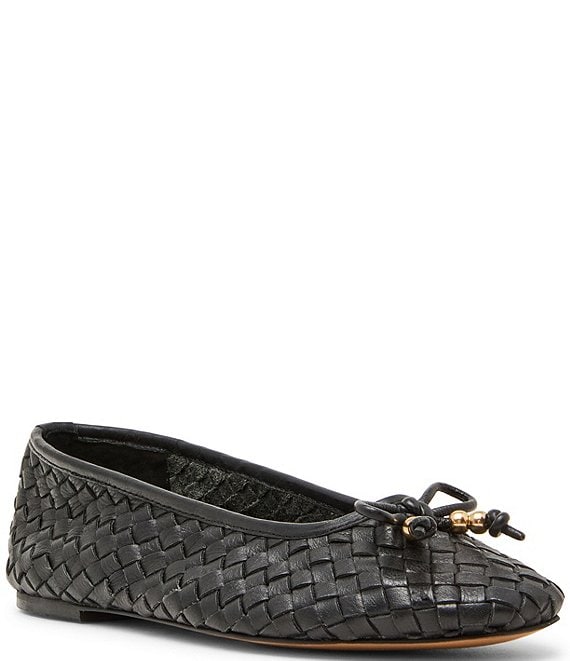 Steve Madden Divy Woven Leather Bow Detail Ballet Flats