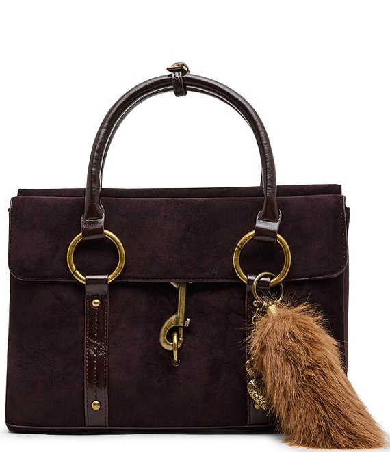 Steve Madden Dunstan Suede Hardware Bag Charm Satchel Bag